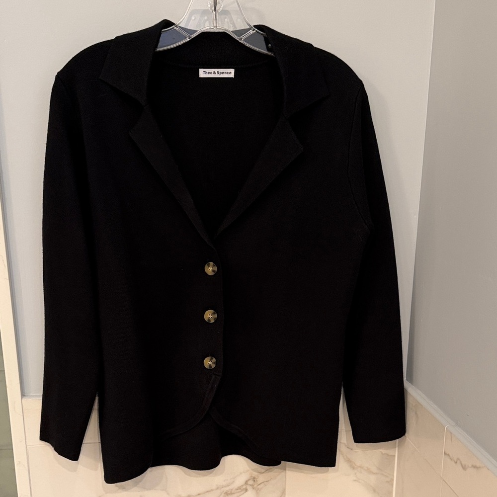 Theo & Spence Black Button Front Knit Cardigan